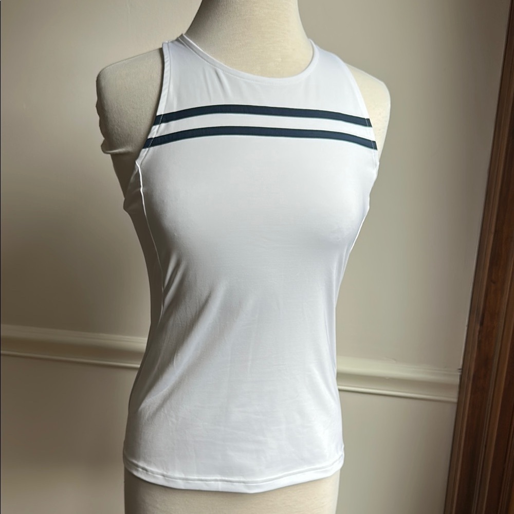 Inphorm Harper Striped White Tank tennis small EUC